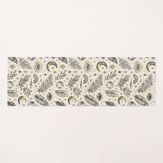 Mystical Celestial Moon Stars Pattern Custom Name Yogamatte (Vorderseite (Horizontal))