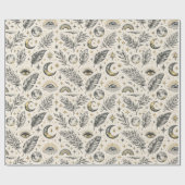 Mystical Celestial Moon Stars Pattern Geschenkpapier (Flach)