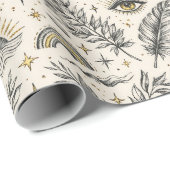 Mystical Celestial Moon Stars Pattern Geschenkpapier (Rolleneckpunkt)