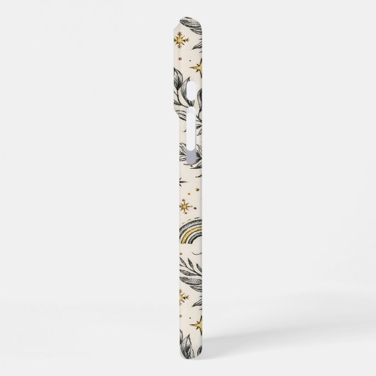 Mystical Celestial Moon Stars Pattern iPhone Hülle (Linke Seite)