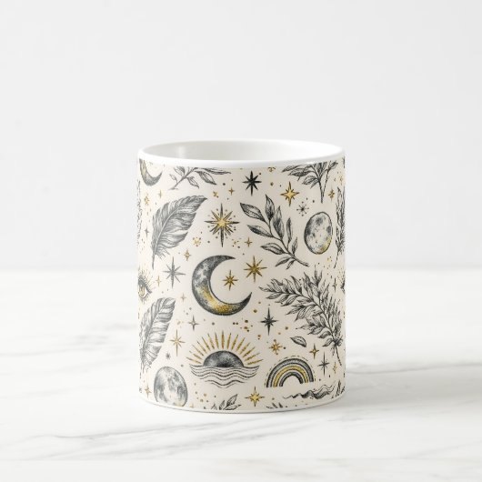 Mystical Celestial Moon Stars Pattern Kaffeetasse (Mittel)