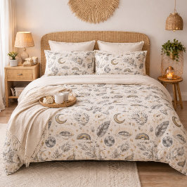 Mystical Celestial Moon Stars Pattern Kissenbezug