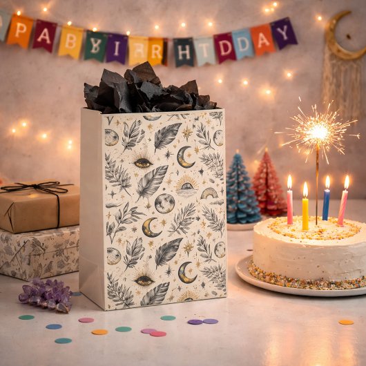 Mystical Celestial Moon Stars Pattern Mittlere Geschenktüte