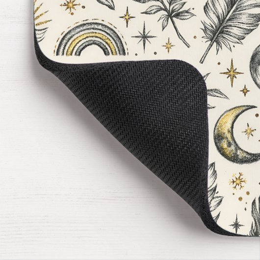 Mystical Celestial Moon Stars Pattern Mousepad (Ecke)