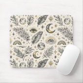 Mystical Celestial Moon Stars Pattern Mousepad (Mit Mouse)