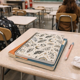 Mystical Celestial Moon Stars Pattern Notizblock