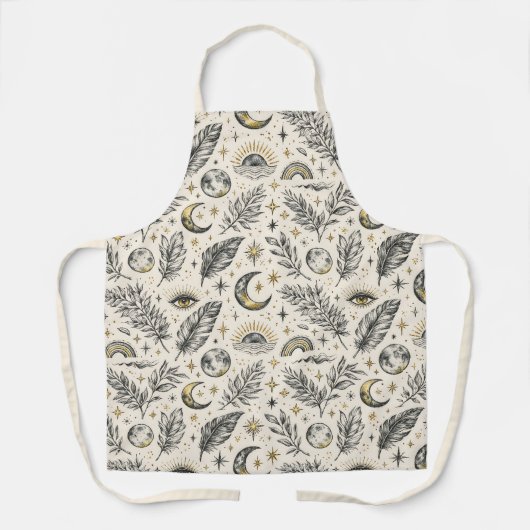 Mystical Celestial Moon Stars Pattern Schürze (Vorderseite)