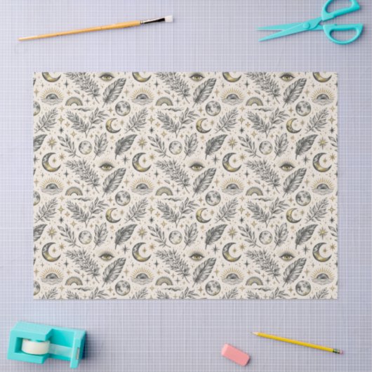 Mystical Celestial Moon Stars Pattern Seidenpapier (Basteln)