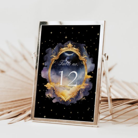 Mystical Celestial Stars Moon Wedding Tischnummer