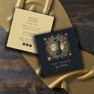 Mystical Celestial Sun Moon Tarot Reader Quadratische Visitenkarte