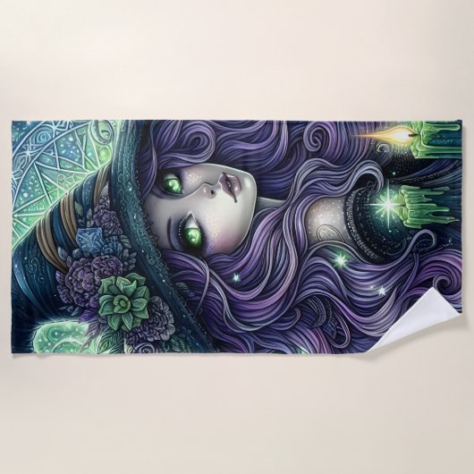 Mystical Celestial Witch Strandtuch (Vorderseite)