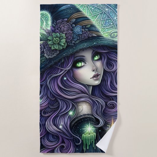 Mystical Celestial Witch Strandtuch (Vorderseite)