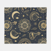 Mystical Celestial Witchcraft - Gold Botanical (2) Fleecedecke (Vorderseite (Horizontal))