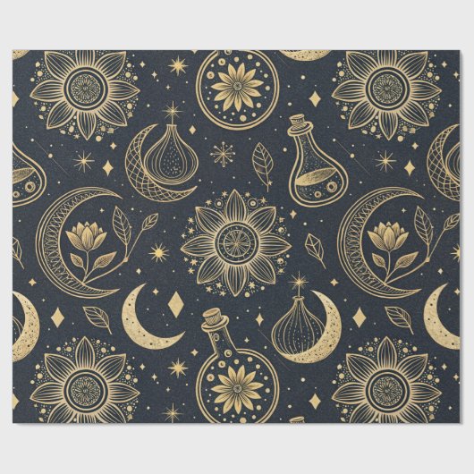 Mystical Celestial Witchcraft - Gold Botanical (2) Geschenkpapier (Flach)