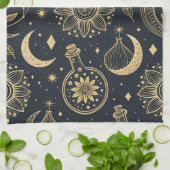 Mystical Celestial Witchcraft - Gold Botanical (2) Geschirrtuch (Gefaltet)
