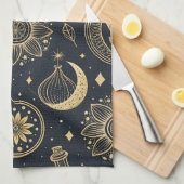 Mystical Celestial Witchcraft - Gold Botanical (2) Geschirrtuch (Viertel Falte)