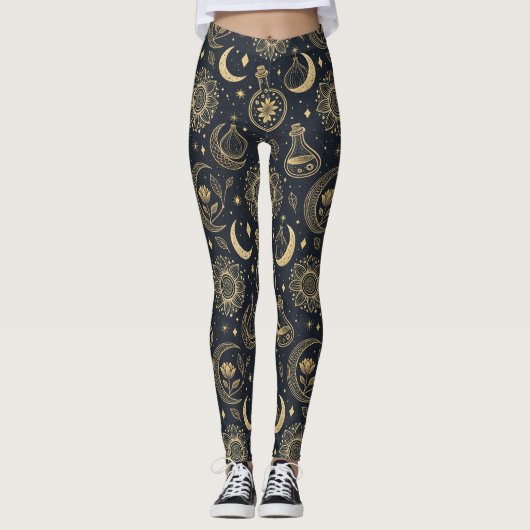 Mystical Celestial Witchcraft - Gold Botanical (2) Leggings (Vorderseite)