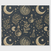 Mystical Celestial Witchcraft - Gold Botanical Geschenkpapier (Flach)