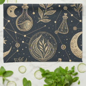 Mystical Celestial Witchcraft - Gold Botanical Geschirrtuch (Gefaltet)