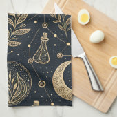 Mystical Celestial Witchcraft - Gold Botanical Geschirrtuch (Viertel Falte)