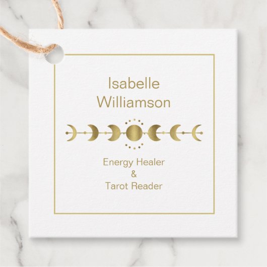 Mystical Celestis Stars Moon Phase Navy Blue Gold Geschenkanhänger (Vorderseite)