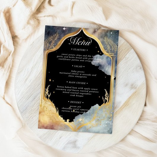 Mystical Celestis Wedding Dinner Menu Card Einladung