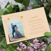 Mystical Champagne Gold Star Moon Foto Space Save The Date