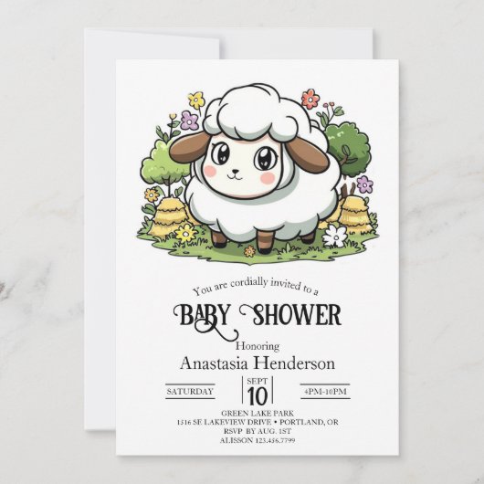 Mystical Charming Sheep Baby Dusche Einladung (Vorderseite)