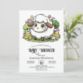 Mystical Charming Sheep Baby Dusche Einladung (Stehend Vorderseite)