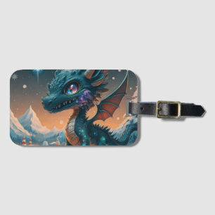 Mystical Chibi Dragon Winter Landschaft Gepäckanhänger