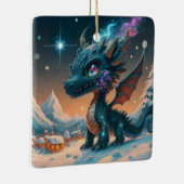 Mystical Chibi Dragon Winter Landschaft Keramikornament (Rechts)