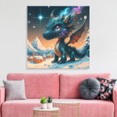 Mystical Chibi Dragon Winter Landschaft Leinwanddruck (Insitu (Wohnzimmer))