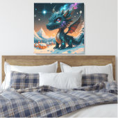 Mystical Chibi Dragon Winter Landschaft Leinwanddruck (Insitu (Schlafzimmer))