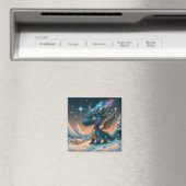Mystical Chibi Dragon Winter Landschaft Magnet (In Situ (Geschirrspüler))