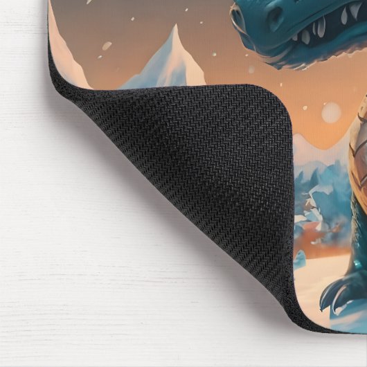 Mystical Chibi Dragon Winter Landschaft Mousepad (Ecke)