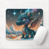Mystical Chibi Dragon Winter Landschaft Mousepad (Mit Mouse)
