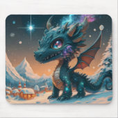 Mystical Chibi Dragon Winter Landschaft Mousepad (Vorne)