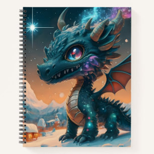 Mystical Chibi Dragon Winter Landschaft Notizblock