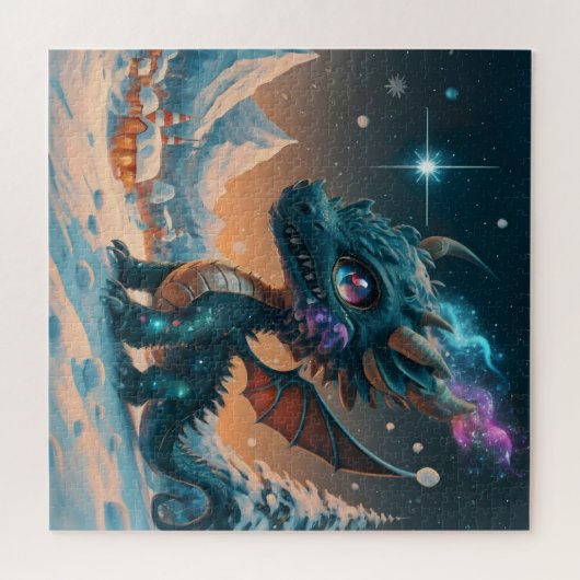 Mystical Chibi Dragon Winter Landschaft Puzzle (Horizontal)