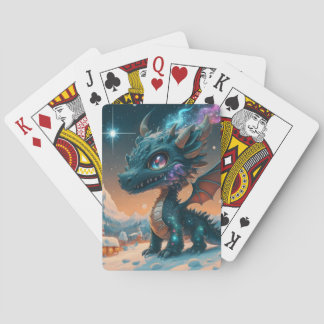 Mystical Chibi Dragon Winter Landschaft Spielkarten