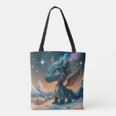 Mystical Chibi Dragon Winter Landschaft Tasche (Rückseite)