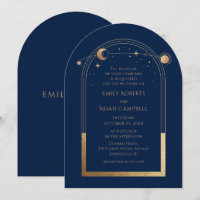 Mystical Chic Blue Gold Star Moon Astronomie Space