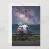 Mystical Chic Blue Gold Star Moon Foto Space Einladung (Rückseite)