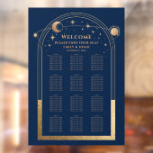 Mystical Chic Blue Gold Sun Moon Stars Hochzeit Fensteraufkleber (Blatt 2)