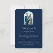 Mystical Chic Blue Silver Star Moon Foto Wedding Dankeskarte (Rückseite)