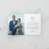 Mystical Chic Blue Silver Star Moon Foto Wedding Dankeskarte (Innenseite)