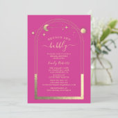 Mystical Chic Pink Gold Brautparty Einladung (Stehend Vorderseite)