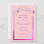 Mystical Chic Pink Lila Star Moon Foto Space Einladung (Vorderseite)