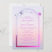 Mystical Chic Sunset Pink Star Moon Foto Space Einladung (Vorderseite)