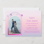 Mystical Chic Sunset Pink Star Moon Foto Space Save The Date (Vorderseite)